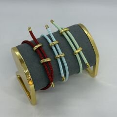 Renkli Örme İp Çelik Plaka Detay Ayarlanabilir Bileklik