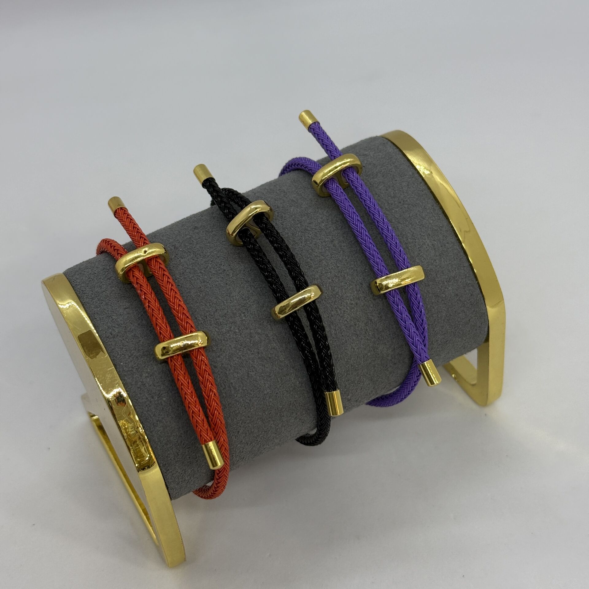 Renkli Örme İp Çelik Plaka Detay Ayarlanabilir Bileklik