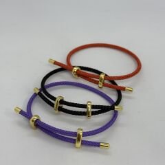 Renkli Örme İp Çelik Plaka Detay Ayarlanabilir Bileklik