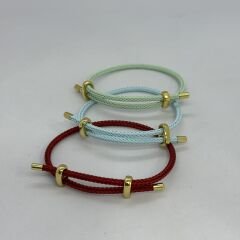 Renkli Örme İp Çelik Plaka Detay Ayarlanabilir Bileklik