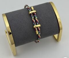 Renk Geçişli Örme İp Çelik Plaka Detay Ayarlanabilir Bileklik