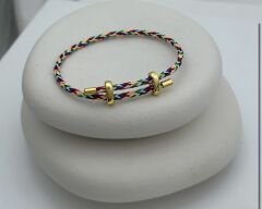 Renk Geçişli Örme İp Çelik Plaka Detay Ayarlanabilir Bileklik