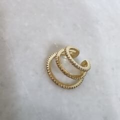 Üçlü Görünüm Taşlı Kıkırdak Küpe
