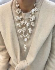 Suni Barok İnci Sıralı Salkım Model İkili Marka Model Kolye (50 Cm-65 Cm