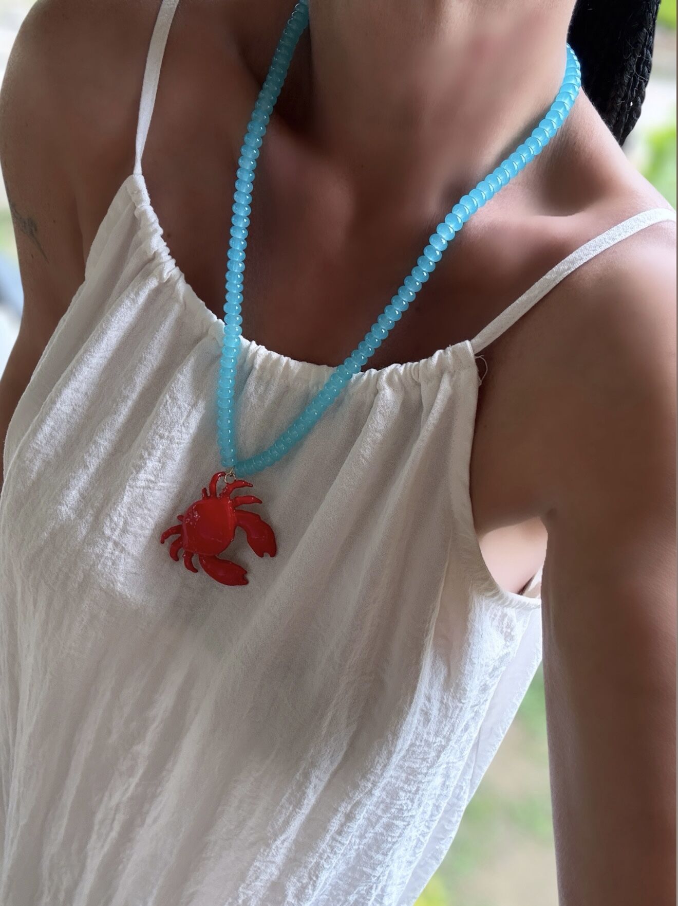 Cam Boncuk Sıralı Yengeç Figür Marka Model Kolye