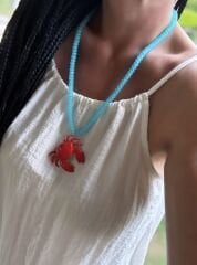 Cam Boncuk Sıralı Yengeç Figür Marka Model Kolye