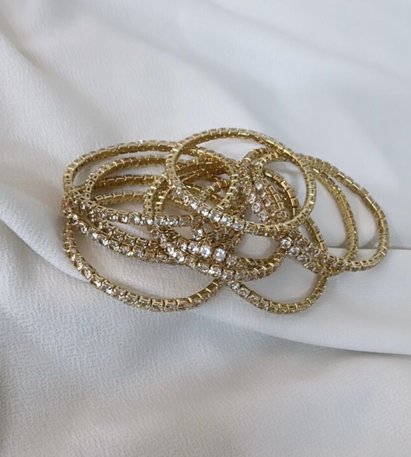 Zirkon Taşlı Lastikli Gold Su Yolu Bileklik