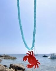 Cam Boncuk Sıralı Yengeç Figür Marka Model Kolye