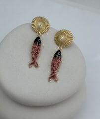 Renkli Mineli Marka Model Balık Küpe