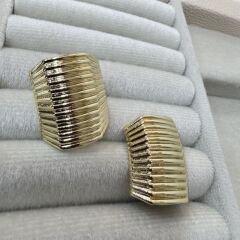 Özel Seri Çizgili Plaka Vintage Küpe