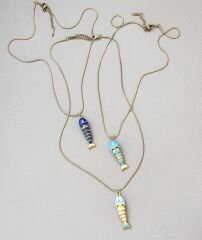 Çelik Renkli Mineli Balık Kolye (60cm)