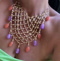 Marka Model Boncuklu Örgü Önlük Kolye