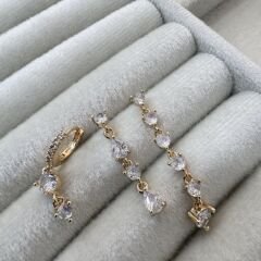 Özel Seri Uzunlu Kısalı Zirkon Taş Sallantı Üçlü Set Küpe