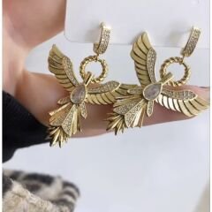 Özel Seri Gümüş Kaplama Ema Model Anka Kuşu Küpe