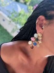 Özel Seri Marka Model Renkli Taşlı Küpe