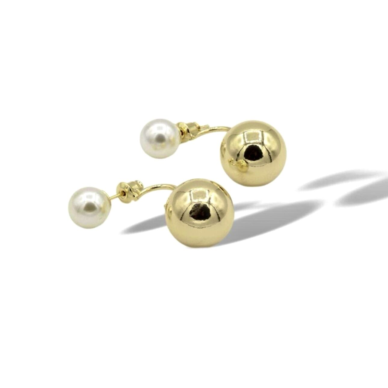 Özel Seri İnci Detay Gold Topçuk Sallantılı Küpe