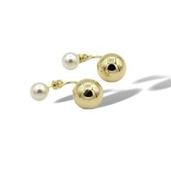Özel Seri İnci Detay Gold Topçuk Sallantılı Küpe