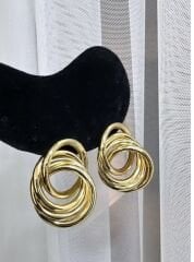 Asimetrik İç İçe Geçmeli Boru Plaka Vintage Küpe