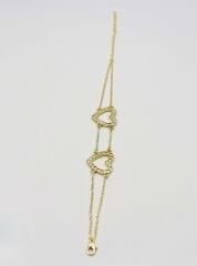 Özel Seri 14K Altın Kaplama Kalp Detay Bileklik