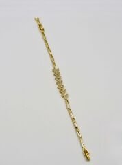 Özel Seri 14K Altın Kaplama  V Kesim Detay Bileklik