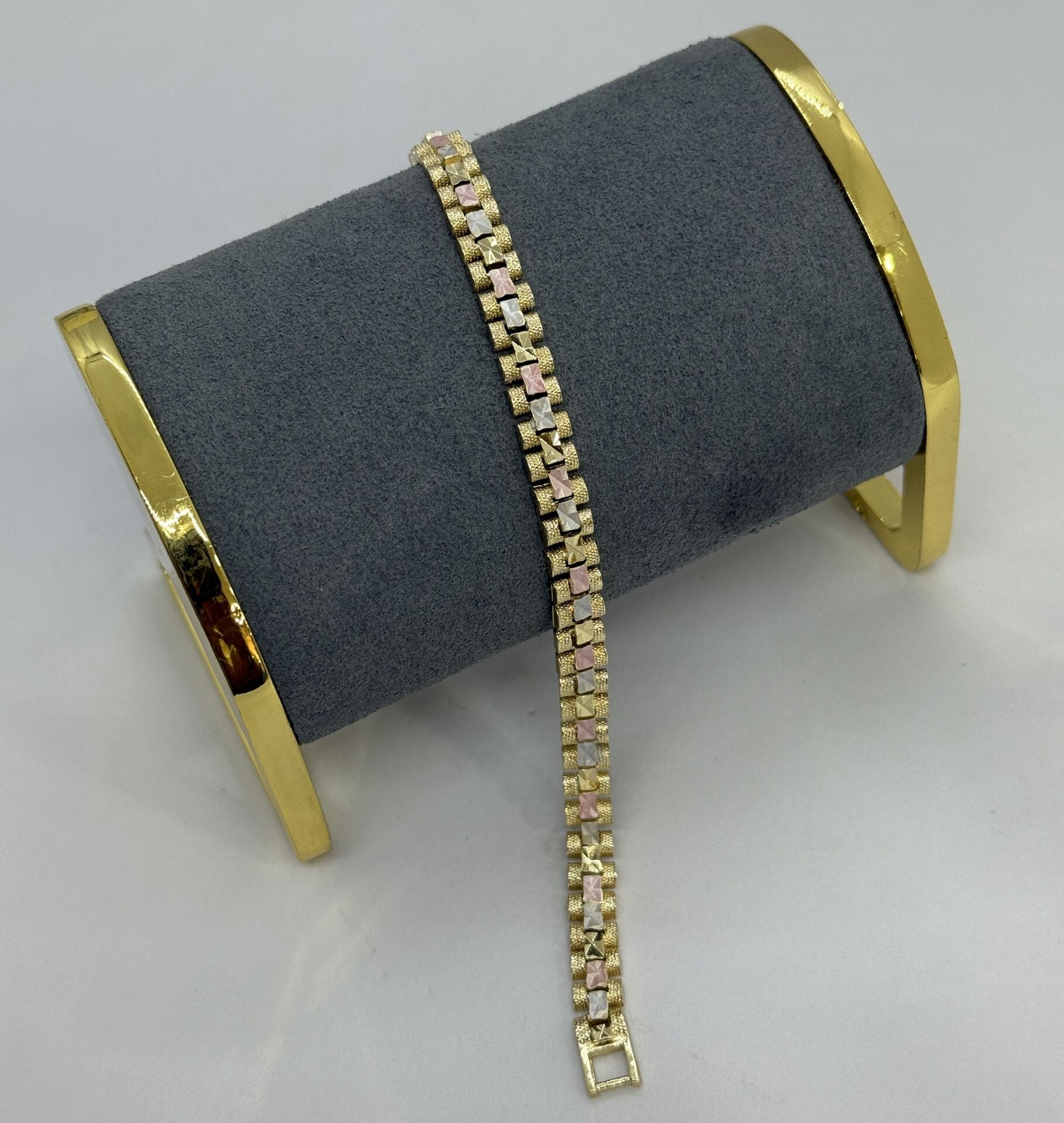 Özel Seri 14K Altın Kaplama  Kesme Taş Sıralı Bileklik