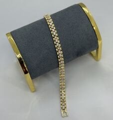 Özel Seri 14K Altın Kaplama  Kesme Taş Sıralı Bileklik