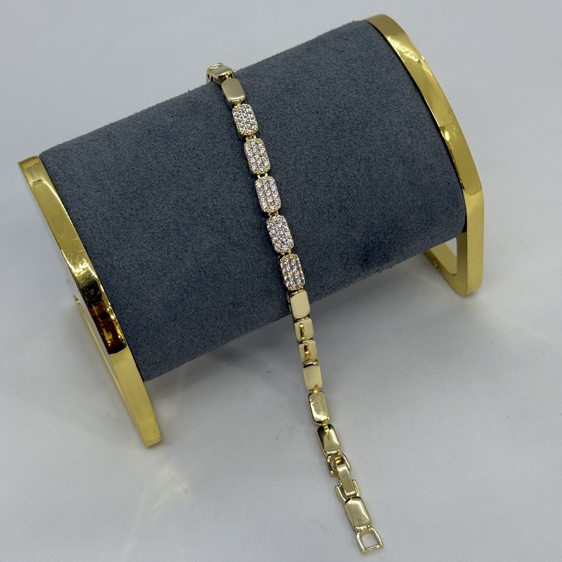 Özel Seri 14K Altın Kaplama  Baged Kare  Bileklik