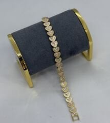 Özel Seri 14K Altın Kaplama Lazer Kesim Tam Tur Kalp Detay Bileklik