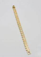 Özel Seri 14K Altın Kaplama Lazer Kesim Tam Tur Kalp Detay Bileklik