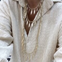 Özel Seri Marka Model Üçlü Görünüm Yaprak Formlu Kolye