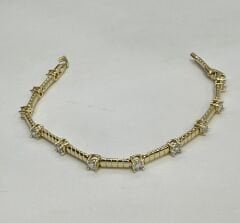 Özel Seri 14K Altın Kaplama Sıra Taş Detay Bileklik