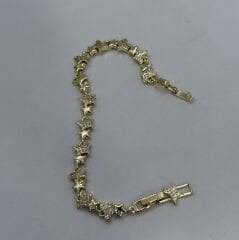 Özel Seri 14K Altın Kaplama Zirkon Taşlı Büyüklü Küçüklü Yıldız Figür Bileklik